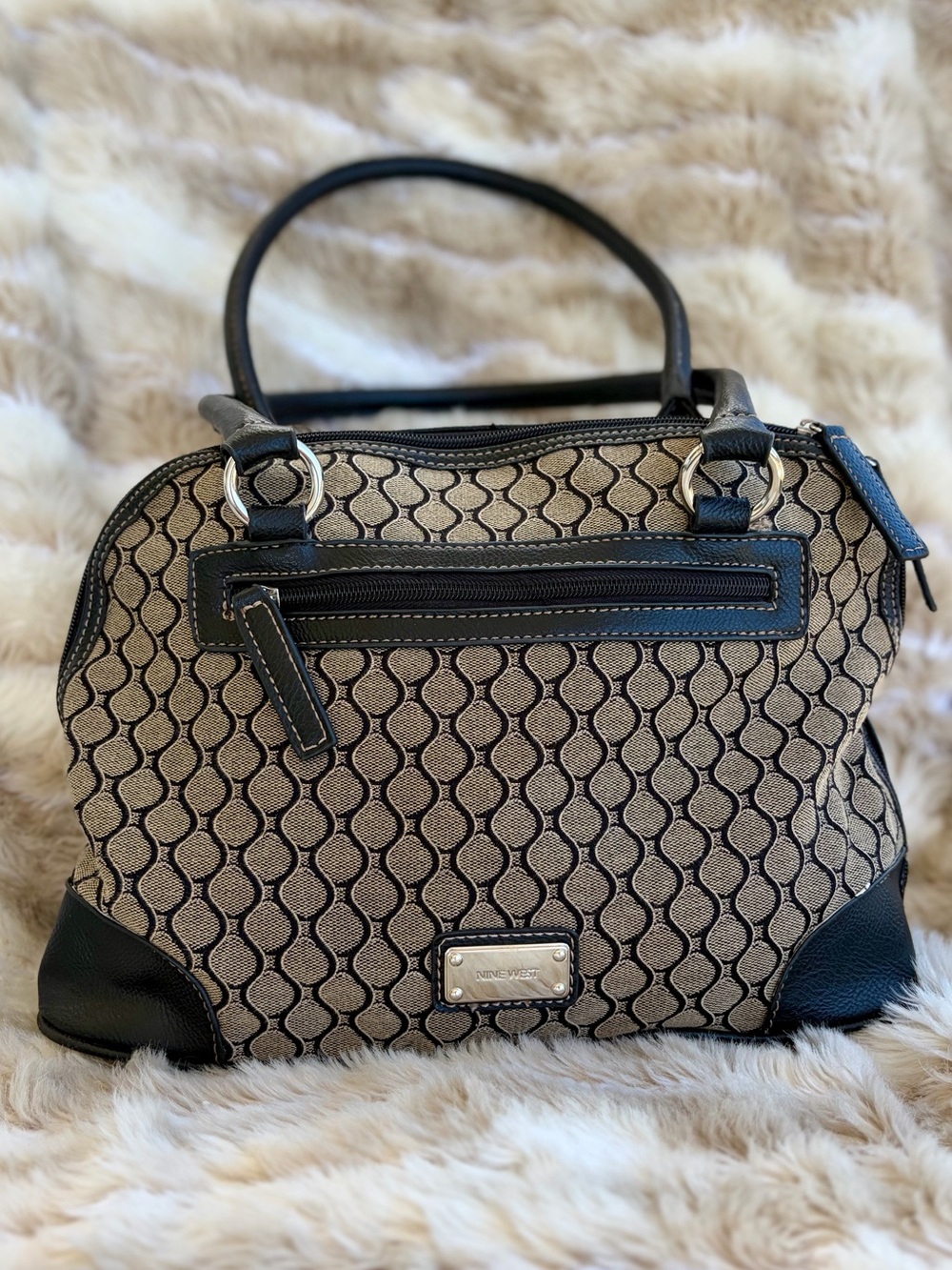 Nine West Y2K Geometric Print Satchel Handbag
